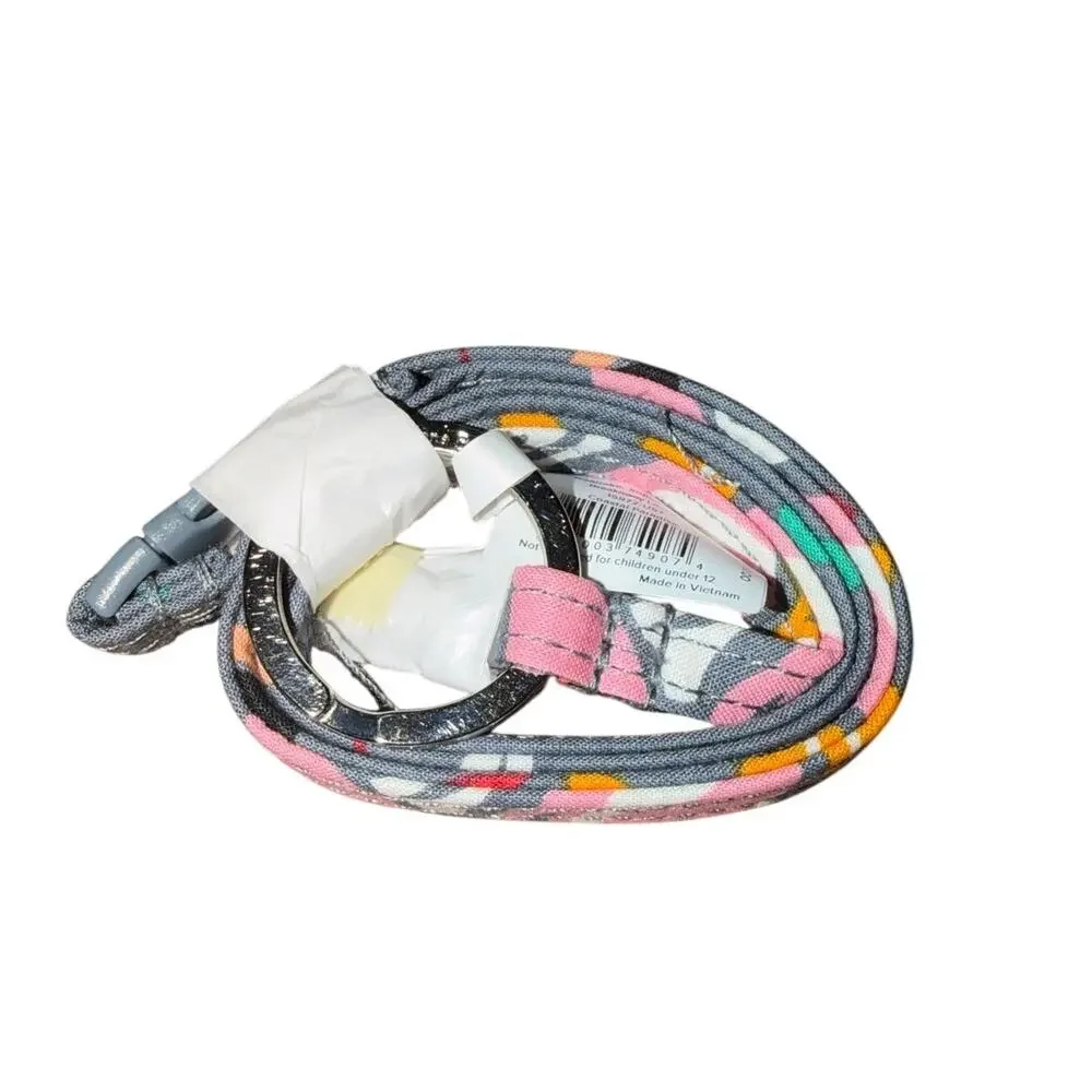 Vera Bradley Gray Floral Fabric Belt Pink Orange D Ring Buckle Women’s NWT